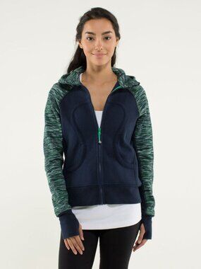 Lululemon Full Zip Scuba Hoodie in Inkwell / Wee Are From Space Green Bean